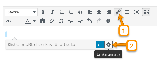 HTML toolbar link step 1