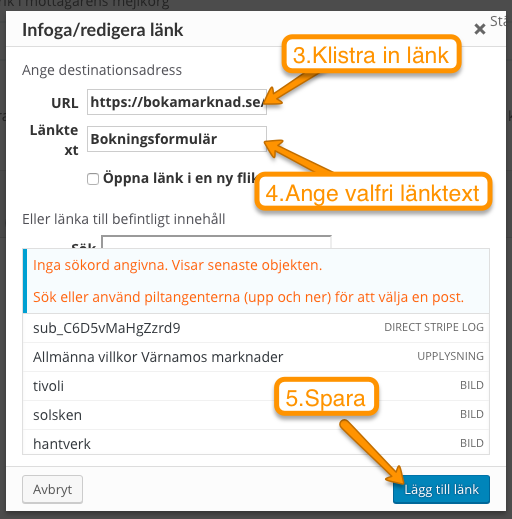 Länk med egen text, steg 2